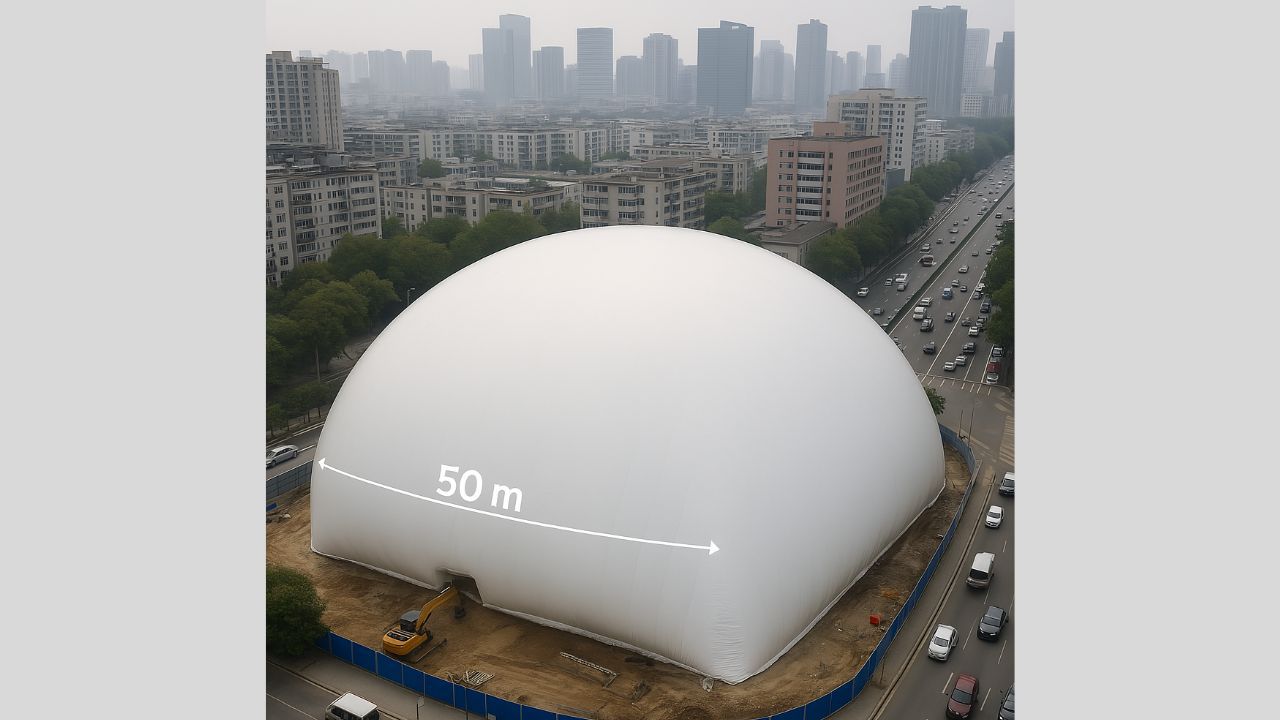 China’s Enormous Inflatable Dome: A Solution to Urban Construction Nuisance