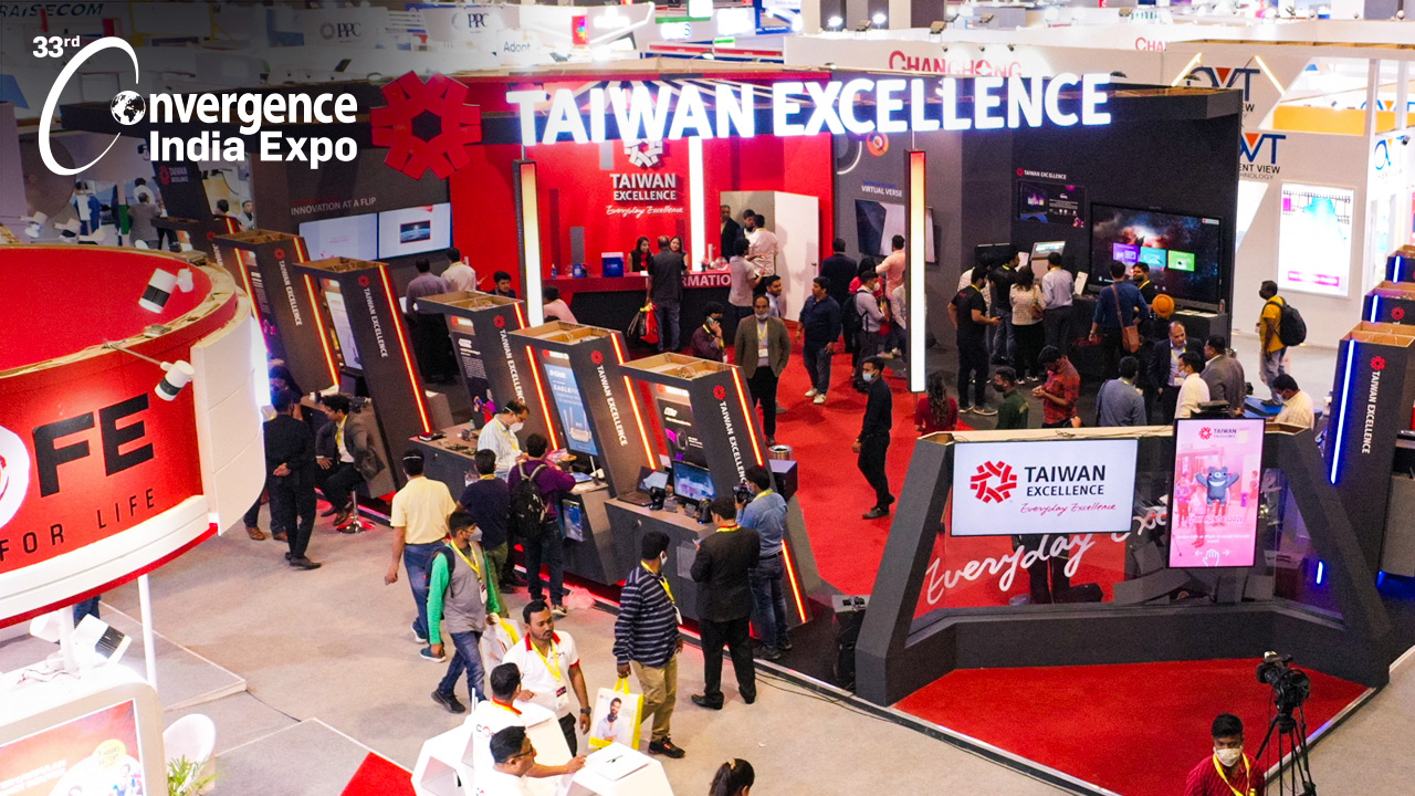 Taiwan Excellence Pavilion showcasing AI infrastructure, industrial computing and smart mobility technologies at Convergence India Expo 2026.