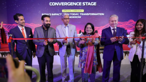 Dignitaries at the inaugural session of Convergence India Expo 2026 at Bharat Mandapam, New Delhi on March 23.