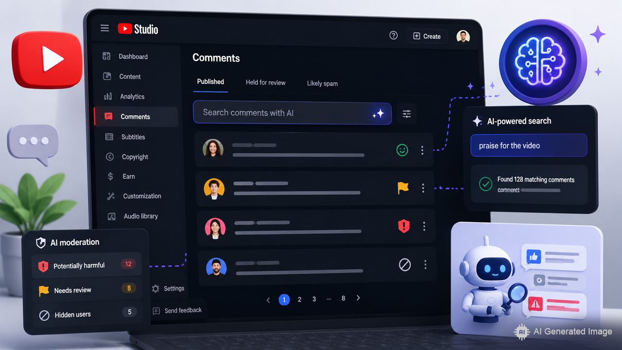 YouTube Launches AI Comment Search and Moderation Tools in Studio for Creators