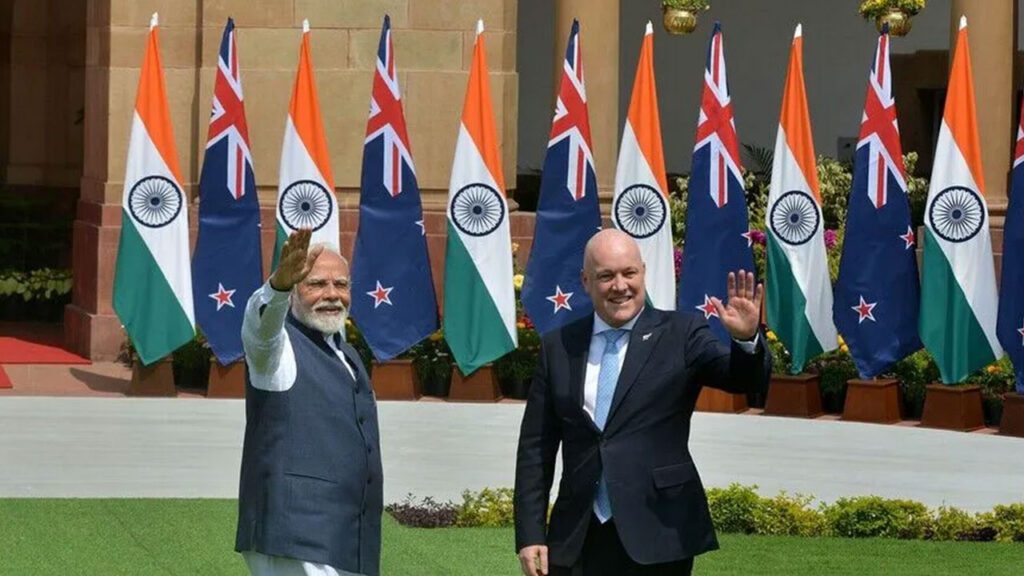 Prime Minister Narendra Modi and New Zealand Prime Minister Christopher Luxon during bilateral talks.