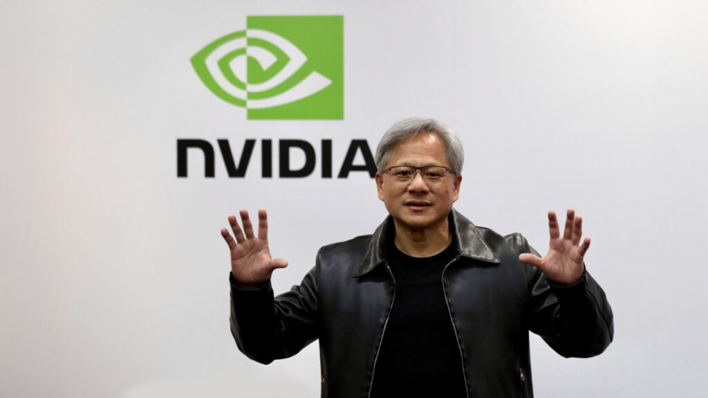 Nvidia CEO Jensen Huang speaking at a keynote event, announcing the open-source Nemotron 3.5 Lightning AI model