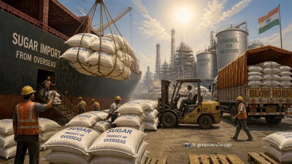 India is importing sugar after a sharp ethanol push | Image Credits: CanvaAI