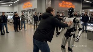 Humanoid Robot Appears to Kick Customer After Being Pushed in Russian Store